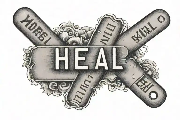 Band-aid with the word "Heal" tattoo design idea