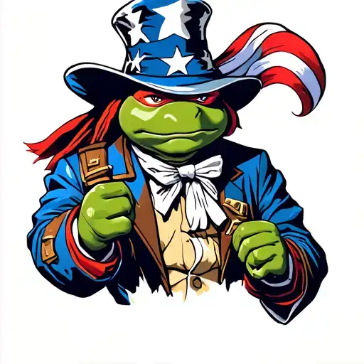 Teenage Mutant Ninja Turtle dressed as Uncle Sam tattoo design idea