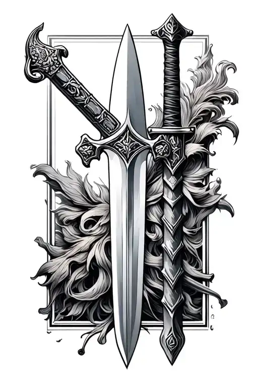 Scottish claymore sword tattoo design idea