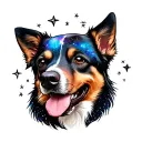 Dog rememberance tattoo featuring galaxy filled with stars tattoo design idea