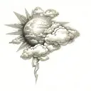 Sun shining clouds tattoo design idea