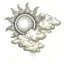 Sun shining clouds tattoo design idea
