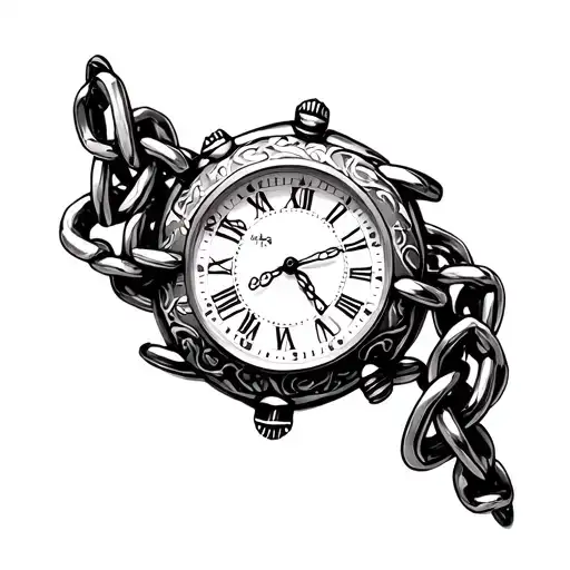 timepiece + chain bracelet tattoo design idea