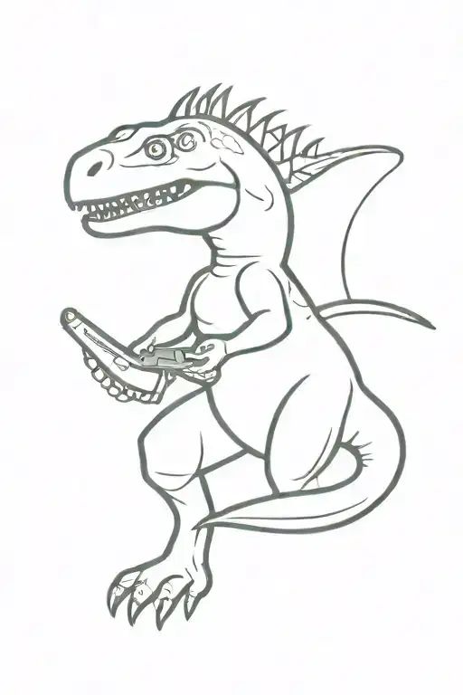 dinosaur with a gun tattoo design idea