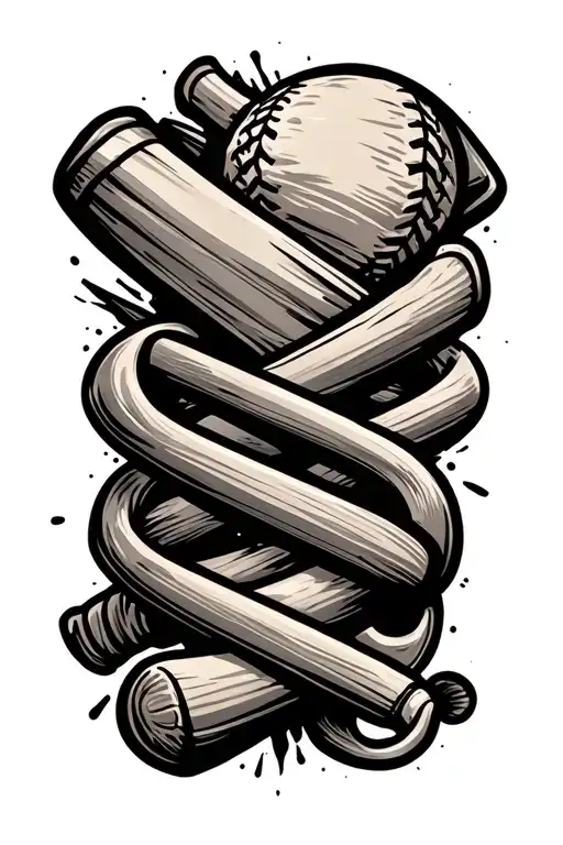 baseball bat intertwined tattoo design idea