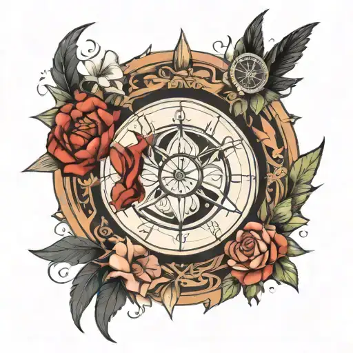 artemisa, selene, hecate goddess. compass design tattoo design idea