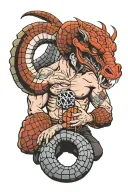 muscled man taming angry cobra with Rubik's cube tattoo design idea