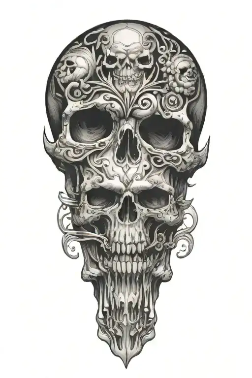outdoors with skulls tattoo design idea