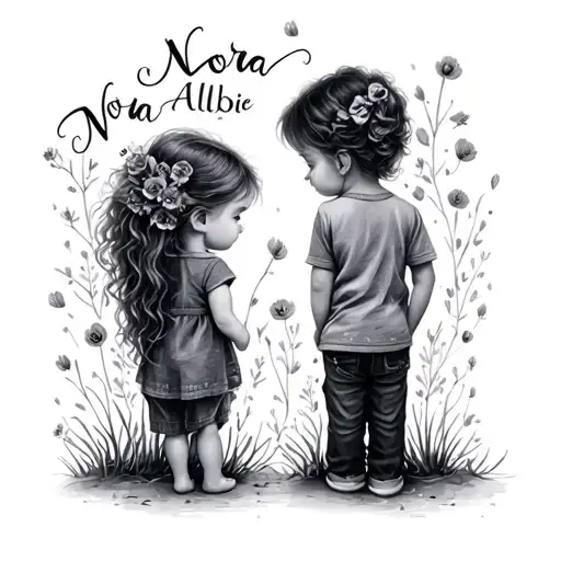 my childrens names, Nora and Albie tattoo design idea