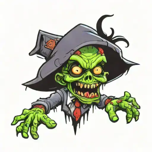 zombie cartoon characters tattoo design idea