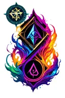 magic the gathering mana symbols each with its corresponding star wars unlimited symbols by color. with swirls of color. tattoo design idea