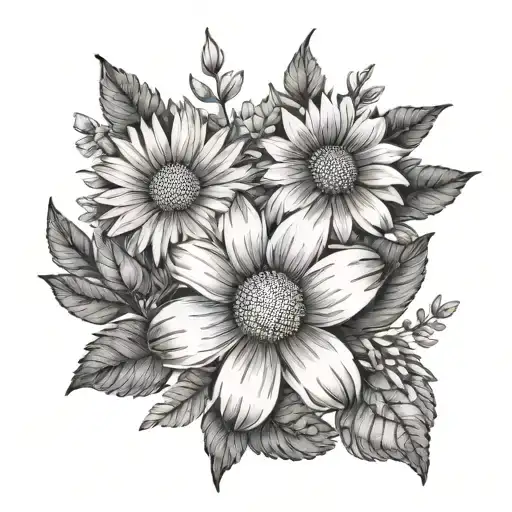 march birth flower with April birth flower Daisy with November birth flower with July birth flower tattoo design idea