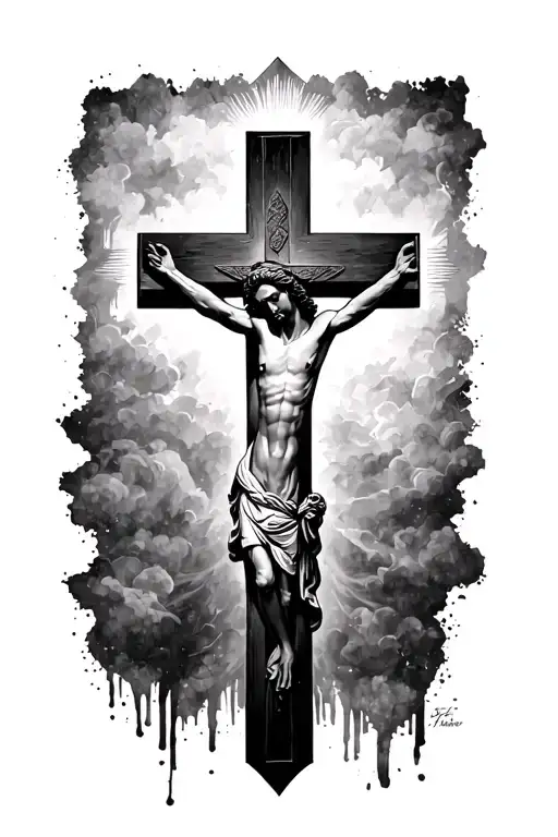 Crucifix Christian Cross Forearm Simple Minimal Abstract No Jesus just cross tattoo design idea