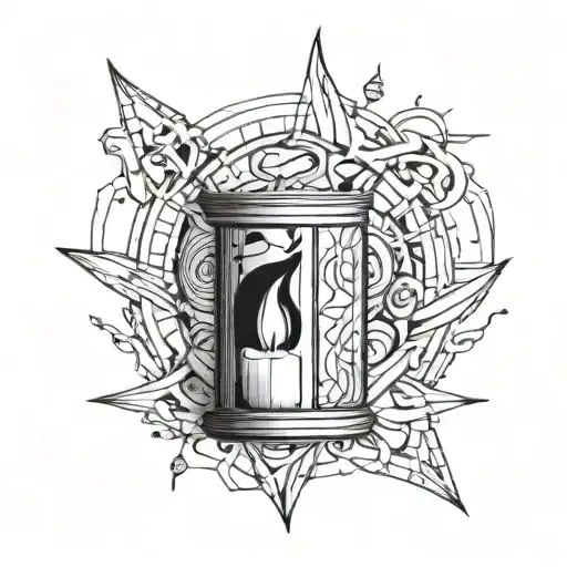 portal with a candle in the background tattoo design idea