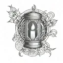 portal with a candle in the background tattoo design idea