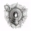 portal with a candle in the background tattoo design idea