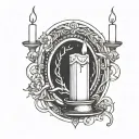 portal with a candle in the background tattoo design idea