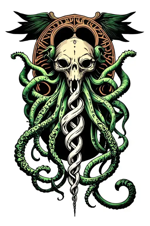 Cthulhu emerging,  Anchor with Corpsman Caduceus tattoo design idea