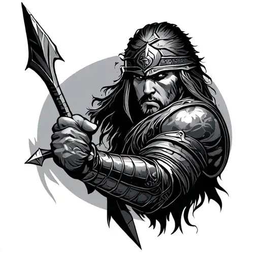 warrior arrow thumb strength tattoo design idea