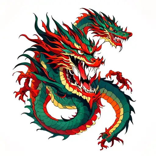 demon and dragons and hands of demon tattoo design idea