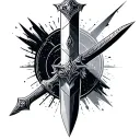 thorfinn  dagger with geometrics tattoo design idea