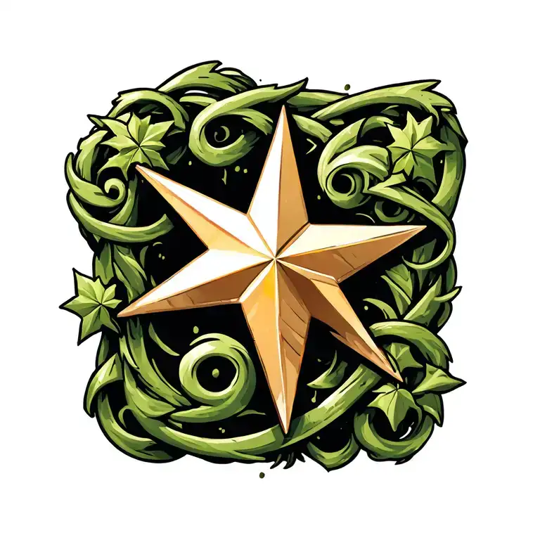 Vine throwing star tattoo design idea