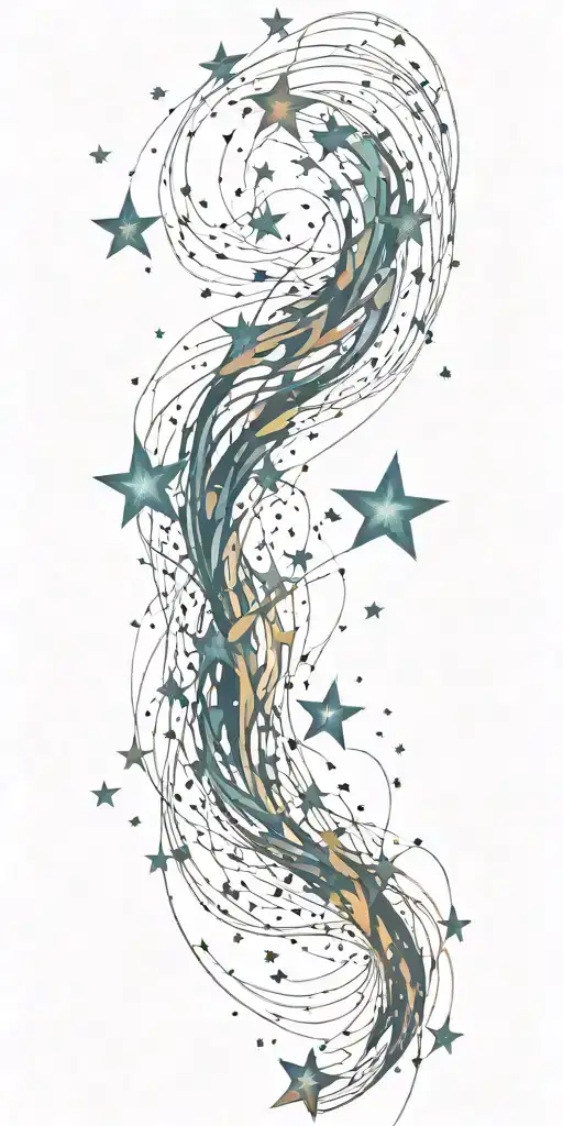 slutty sexy stars swooshing line galaxy  storm tattoo design idea