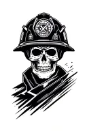 Firefighter skull with helmet tattoo design idea