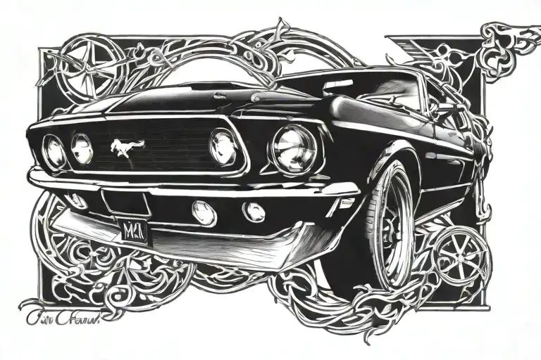 1969 ford mustang grande tattoo design idea