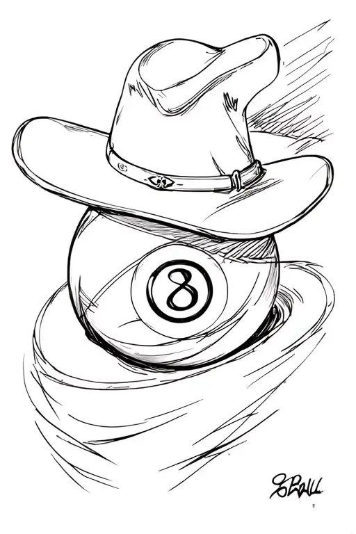 8ball western tattoo design idea