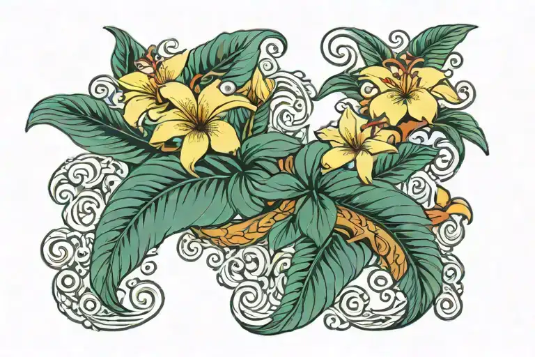 Chair cushions sewing hawaiian ocean wave palm tree plumeria tattoo design idea