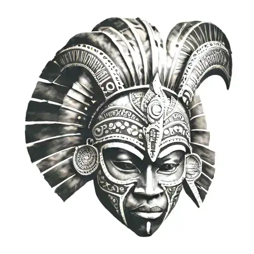 African warrior mask tattoo design idea