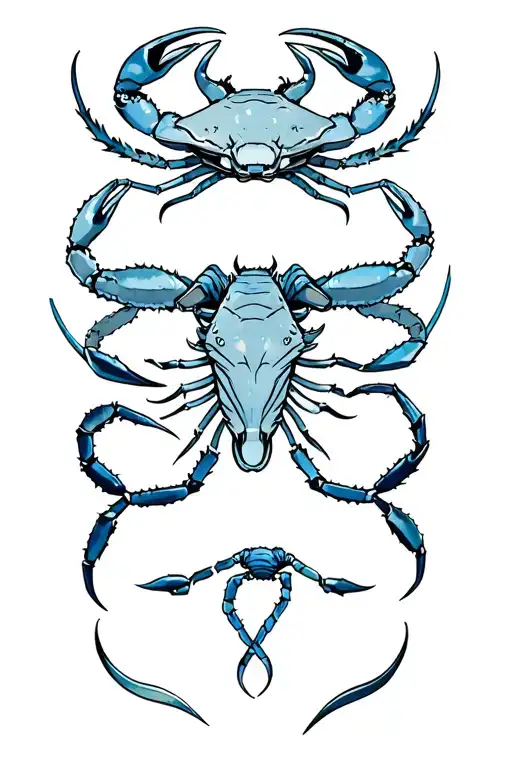 Mythical - bull, blue king crab, water serpent, twin timber wolves, emperor scorpion, female centor with a bow and arrow tattoo design idea