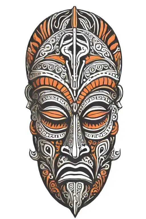 African Zulu mask tattoo design idea