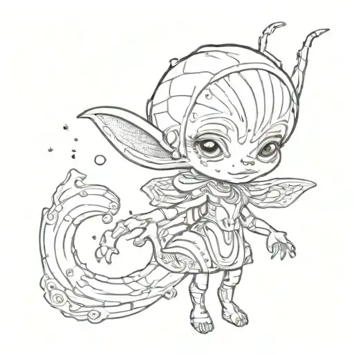 toddler alien girl cartoon tattoo design idea