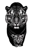 male tiger and 3 tiger cubs tattoo design idea
