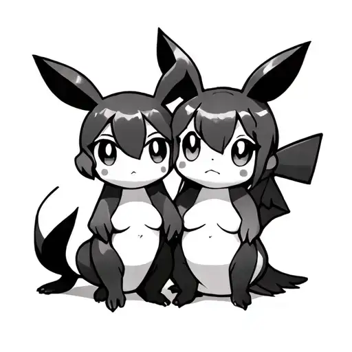 different pokemon together cute girl tattoo design idea