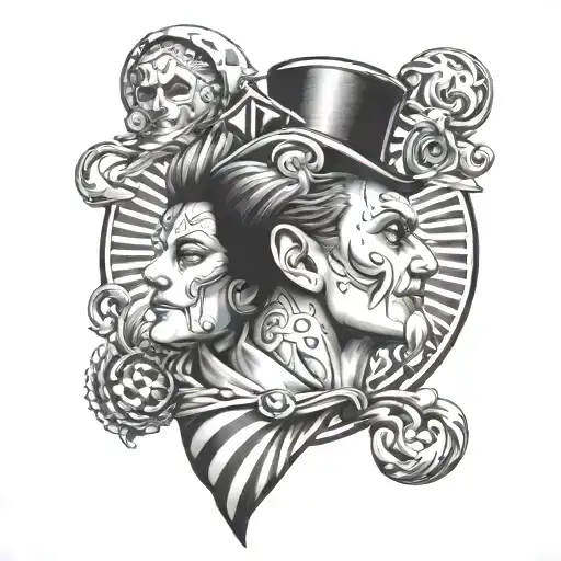 circus and self-improvement tattoo design idea