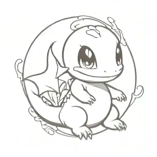 chibi Charmander evolution tattoo design idea