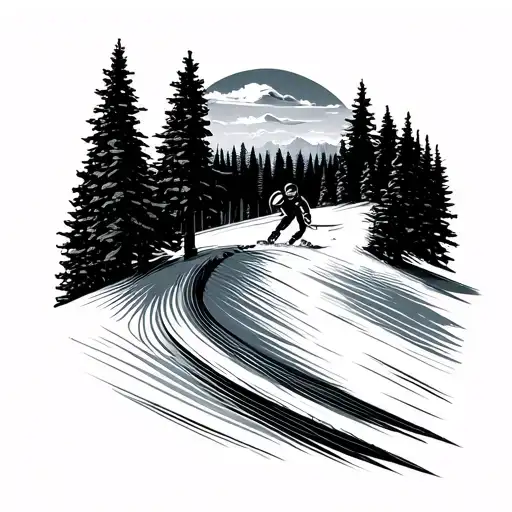 ski slope winding tattoo design idea