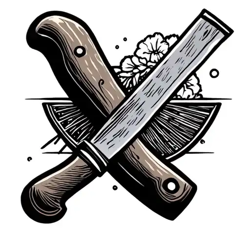 japanese kitchen knife tattoo design idea