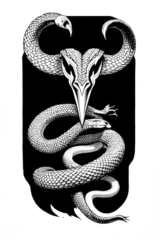 Loki snake Norse mythology tattoo design idea