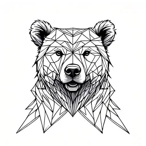 simple geometric bear head tattoo design idea