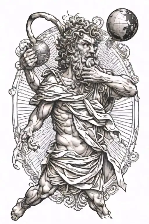 greek god atlas holding the world tattoo design idea