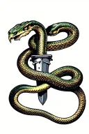 snake wrapped around dagger tattoo design idea