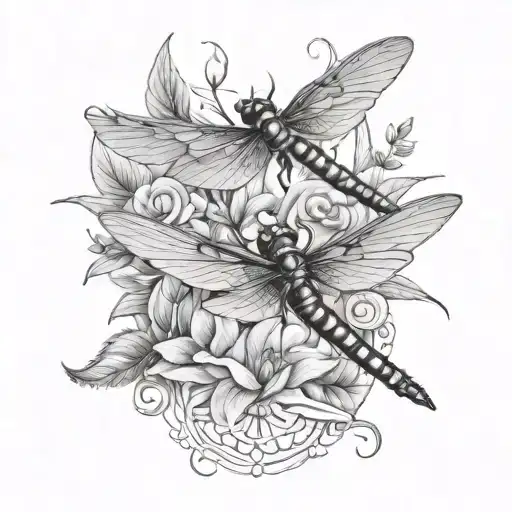 Dragonfly And Hummingbird tattoo design idea