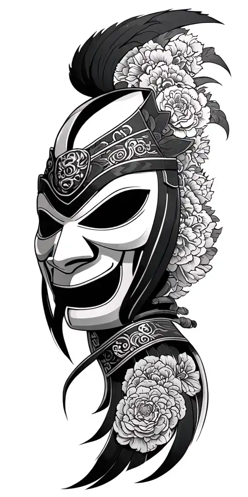 Omni mask on samurai tattoo design idea