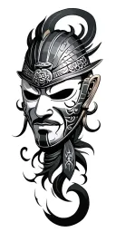 Omni mask on samurai tattoo design idea