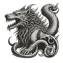 scorpion wolf howling tattoo design idea