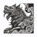 scorpion wolf howling tattoo design idea